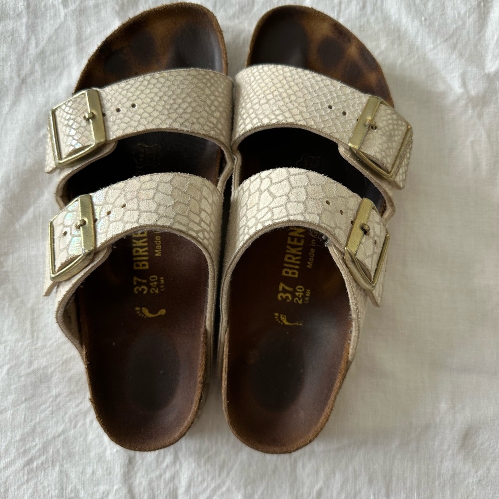 Birkenstock Arizona metallic cream with gold size 37